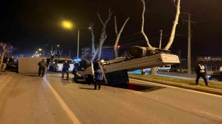 Otomobille çarpışan araç takla attı, sürücü yaralandı