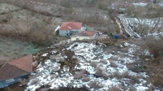Sinoptaki heyelan bölgesi havadan görüntülendi