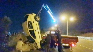 Takla atan otomobilden yaralı kurtuldu