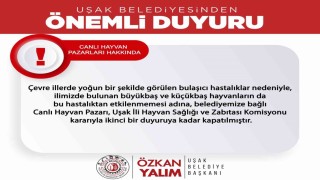 Uşakta Canlı Hayvan Pazarı ikinci bir duyuruya kadar kapandı