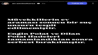 Uyuşturucu madde kullandıkları iddiasıyla gözaltına alınan Dilan ve Engin Polat serbest bırakıldı