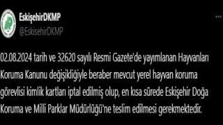 Yerel hayvan koruma görevlisi kimlik kartlarının iptal edildiği duyuruldu