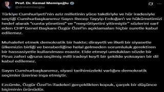 Bakan Memişoğlundan Cumhurbaşkanını ve hükümeti hedef alan CHP Genel Başkanı Özele tepki