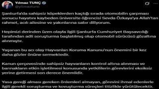 Bakan Tunçtan Şanlıurfada sahipsiz köpeklerden kaçarken ölen kızın ailesine başsağlığı mesajı