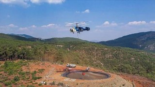 Bayatta helikopter destekli yangın havuzu kuruldu