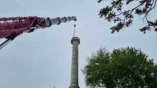 Beylikdüzünde Bakırcılar Sanayi Camiinin eskiyen minaresi kontrollü olarak yıkıldı