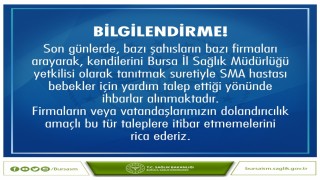 Bursa İl Sağlık Müdürlüğünden dolandırıcılık uyarısı