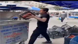Çorumda tepki için çöpe dökülen domates satıcısına ceza