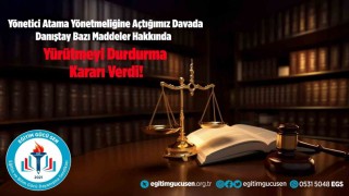 Danıştay Eğitim Gücü-Seni haklı buldu, yürütmeyi durdurma kararı aldı