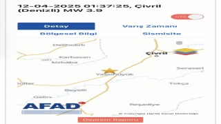 Denizlide 3.9 büyüklüğünde deprem meydana geldi