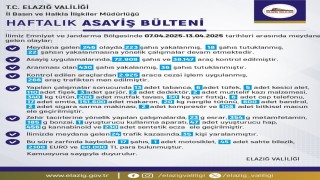 Elazığda son bir haftada 246 olay meydana geldi, 233 şahıs yakalandı