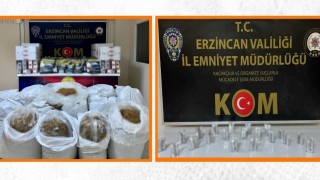 Erzincanda makaron ve kaçak tütün ele geçirildi