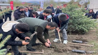 Erzincanda şehit ailesiyle yeşil vatan için ağaç diktiler