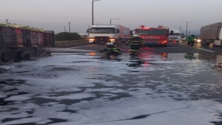 Erzinde gübre yüklü tırda yangın