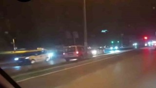 Gaziantepte ters yönde sol şeritte ilerleyen araç trafiği tehlikeye soktu
