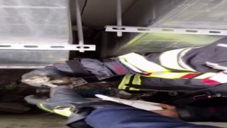 Havalandırma boşluğuna düşen kedinin yardımına itfaiye koştu