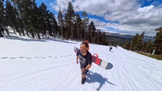 Karsta bahar ortasında snowboard keyfi