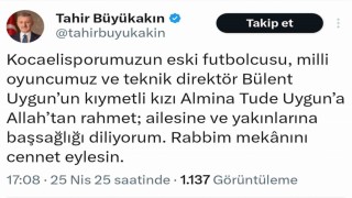 Kocaelispor Kulübü ve Tahir Büyükakından Bülent Uyguna başsağlığı mesajı