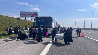 Kuzey Marmara Otoyolunda yolcu otobüsünde yangın