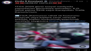 Motosikleti ile trafiği tehlikeye düşüren sürücünün ehliyetine el konuldu