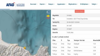 Orduda 3.4 büyüklüğünde deprem