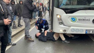 Otobüsün önüne atlayan şahıs yürekleri ağza getirdi