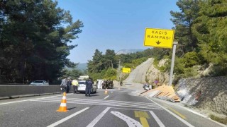 Sakar rampasında freni patlayan kamyon kazasında bir yaralı
