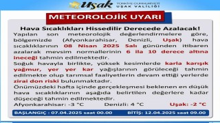Uşak Valiliğince soğuk hava uyarısı