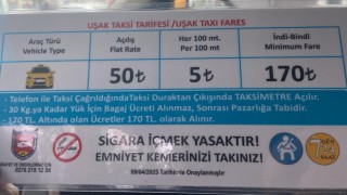 Uşakta taksi indi-bindi ücreti 170 TL oldu
