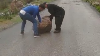 Yağmur sonrası yola kayalar düştü