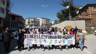 Ahlatta engelliler için farkındalık yürüyüşü