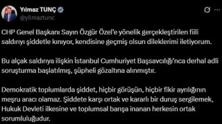 Bakan Tunç: CHP Genel Başkanı Özgür Özele geçmiş olsun dileklerimi iletiyorum