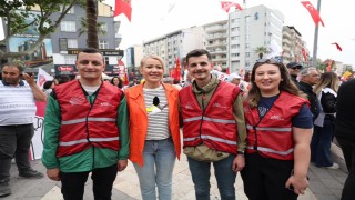 Denizlide 1 Mayıs İşçi Bayramı yağış altında kutlandı