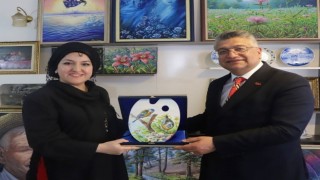 DPÜ Rektöründen Ressam Dilek Kocaman Yılmazer Atölyesine ziyaret