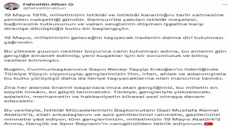 Fahrettin Altundan 19 Mayıs mesajı: Milletimizin istiklal ve istikbal kararlılığıdır