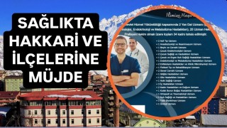 Hakkariye 34 hekim kadrosu tahsis edildi