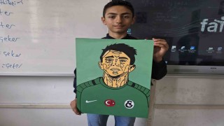 Hayran kalbiyle çizdi: 12 yaşındaki Ünalın en büyük hayali Musleraya resmini vermek