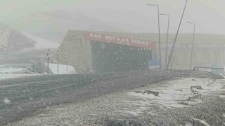 Karabet Geçidinde lapa lapa kar yağdı