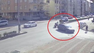Kaza yapan motosikletliyi kaskı kurtardı