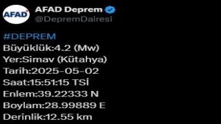 Kütahyada 4,2 büyüklüğünde deprem