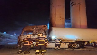 Lüleburgazda LPG tankerinde dolum sırasında yangın çıktı