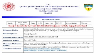 Meteorolojiden Elazığa kuvvetli yağış uyarısı