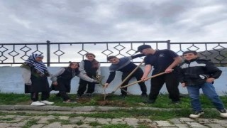 Öğrenciler fidan dikti
