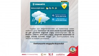 Osmaniye Valiliği'nden 28 Mayıs İçin Sağanak Yağış ve Fırtına Uyarısı