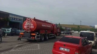 Seydişehirde oto tamirhanesinde yangın paniği