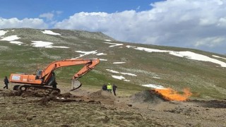 Sivasta doğalgaz boru hattında yangın