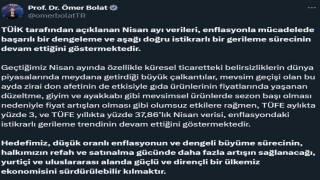 Ticaret Bakanı Bolat: Nisan verileri, enflasyondaki gerileme trendinin devam ettiğini göstermektedir