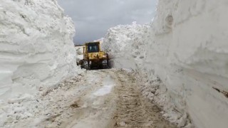 Yüksekovada 3 metrelik karda yol açma çalışması