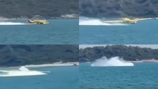 Adanada uçağın suya düşme anı kamerada