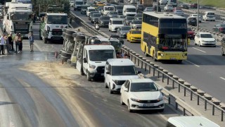 Bahçelievlerde beton mikseri devrildi: Basın Ekspres yan yol trafiğe kapandı